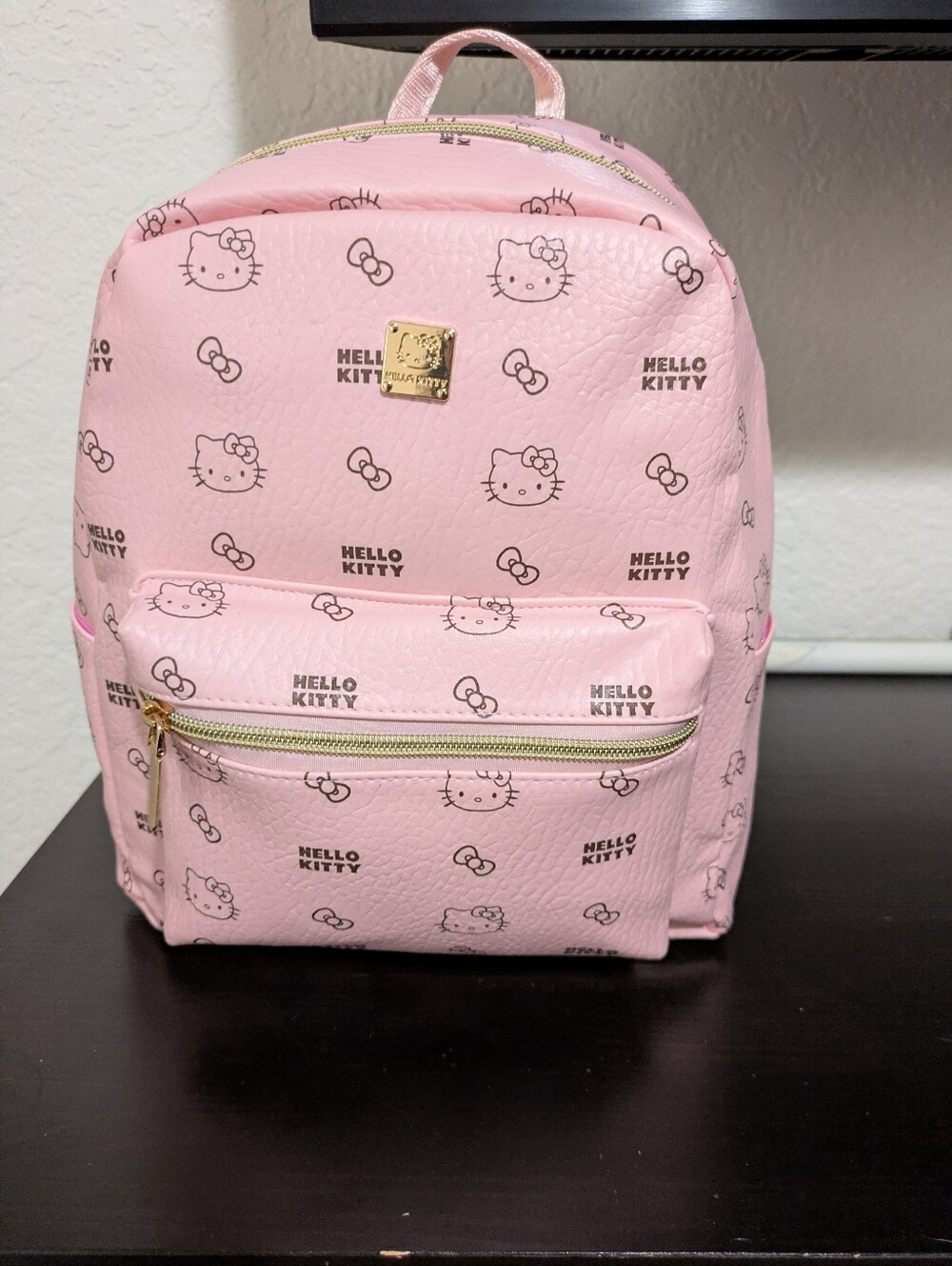 Hello Kitty Pink Mini Backpack with Gold Accents